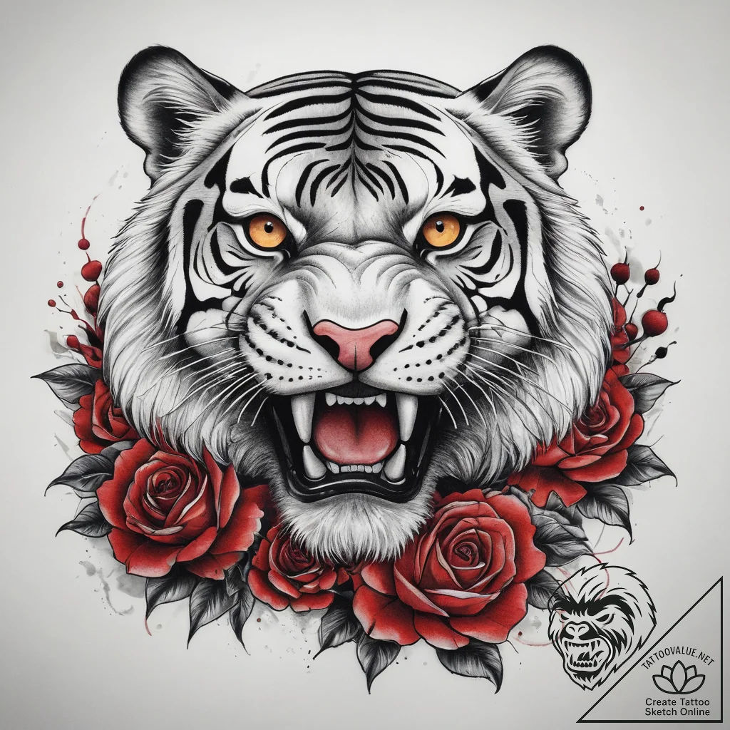 Tattoo sketch tiger holding a skull, tattoo f... - tattoo sketch (№1758709511_0, 24.09.2025 10:25) — tattoovalue.net