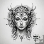 Tattoo sketch mystical being – tattoo sketch (№1758709902_0, 24.09.2025 10:31) — tattoovalue.net