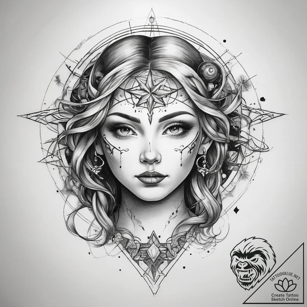 Tattoo sketch cosmic self - tattoo sketch (№1758710096_0, 24.09.2025 10:34) — tattoovalue.net