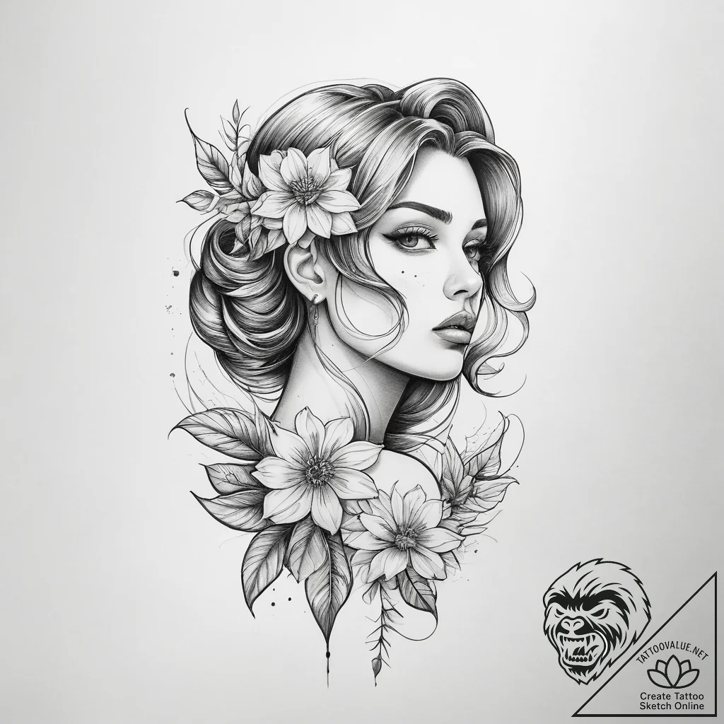 Tattoo sketch single line of a figure with a... - tattoo sketch (№1758710489_0, 24.09.2025 10:41) — tattoovalue.net