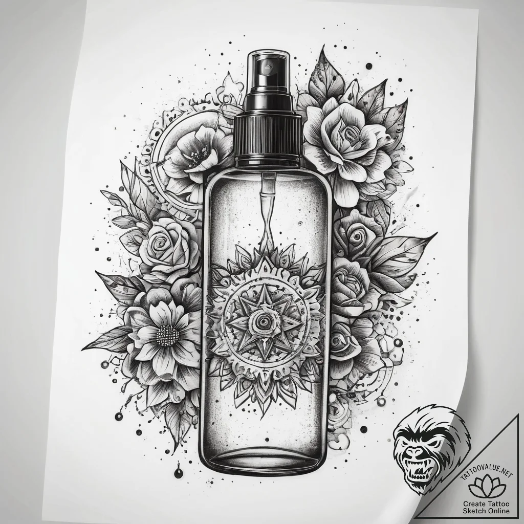 Tattoo sketch cleaner spray bottle, tattoo li... - tattoo sketch (№1758712460_0, 24.09.2025 11:14) — tattoovalue.net