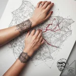 Tattoo sketch hands with a map, tattoo line a… – tattoo sketch (№1758713060_0, 24.09.2025 11:24) — tattoovalue.net