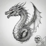 Tattoo sketch линейный дракон, tattoo drawing… – tattoo sketch (№1758713652_0, 24.09.2025 11:34) — tattoovalue.net
