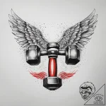 Tattoo sketch gym dumbbell with wings, tattoo… – tattoo sketch (№1758714047_0, 24.09.2025 11:40) — tattoovalue.net