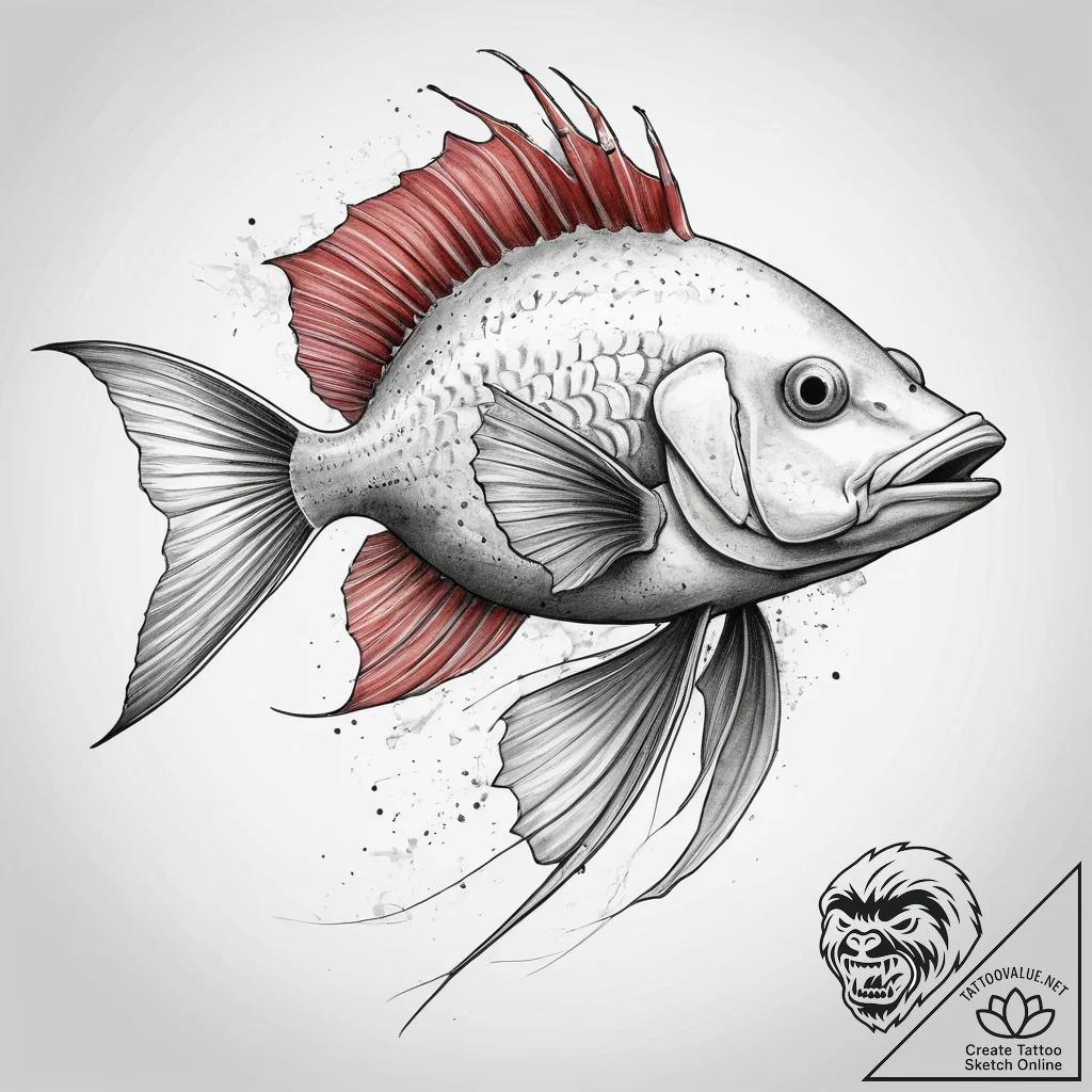 Tattoo sketch hogfish, ink illustration for t... - tattoo sketch (№1758714835_0, 24.09.2025 11:53) — tattoovalue.net