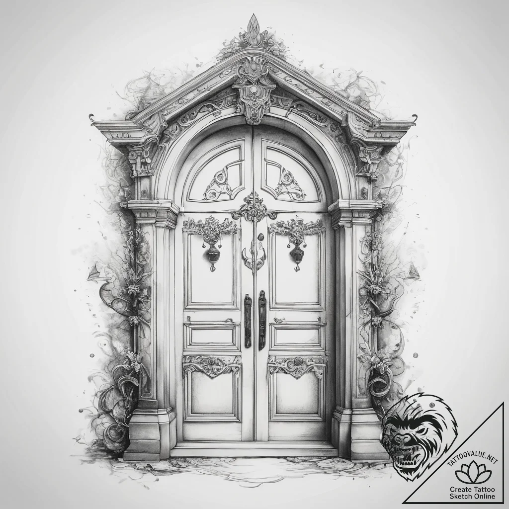 Tattoo sketch magical door - tattoo sketch (№1758715032_0, 24.09.2025 11:57) — tattoovalue.net