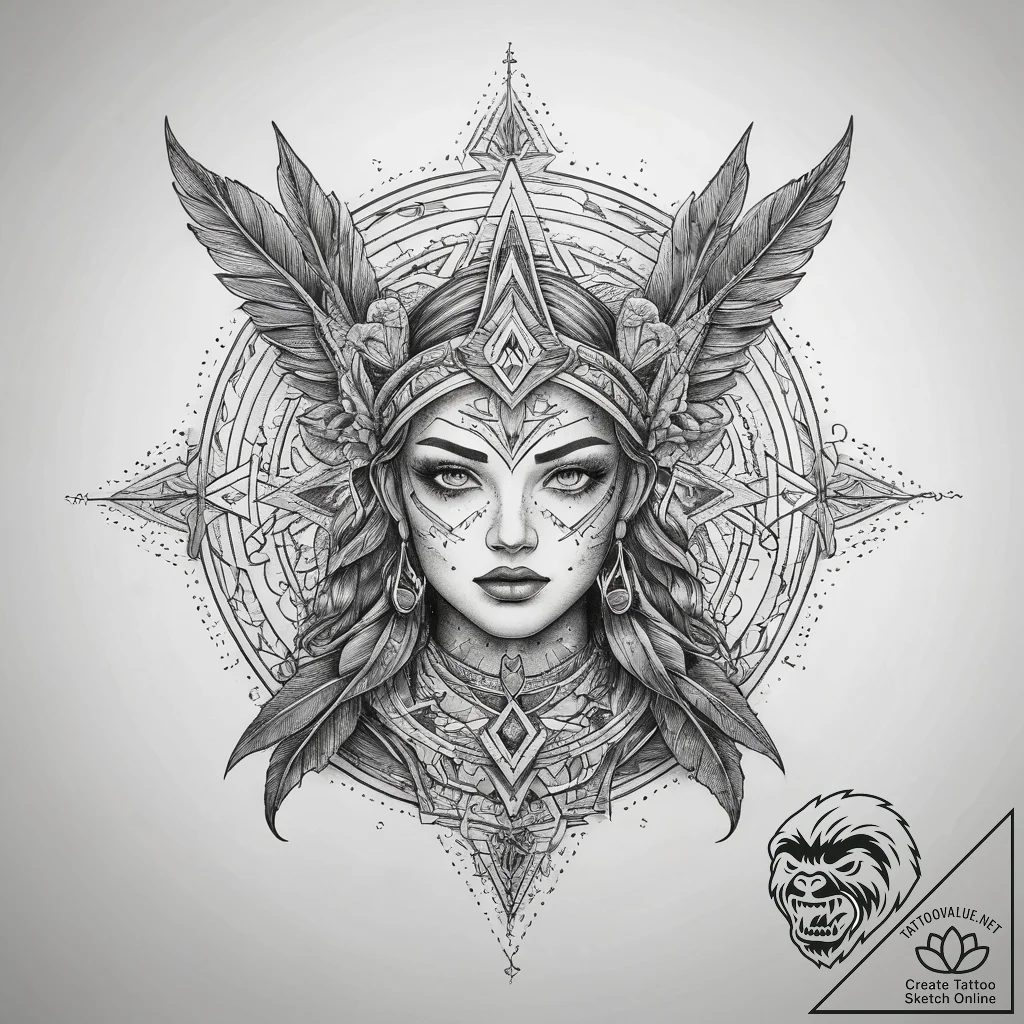 Tattoo sketch cosmic archer, tattoo drawing o... - tattoo sketch (№1758717399_0, 24.09.2025 12:36) — tattoovalue.net