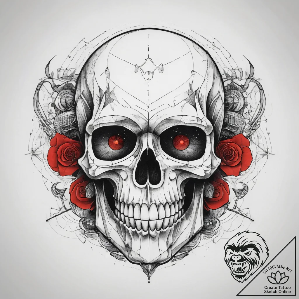Tattoo sketch череп с туманностью, concept ar... - tattoo sketch (№1758718197_0, 24.09.2025 12:49) — tattoovalue.net