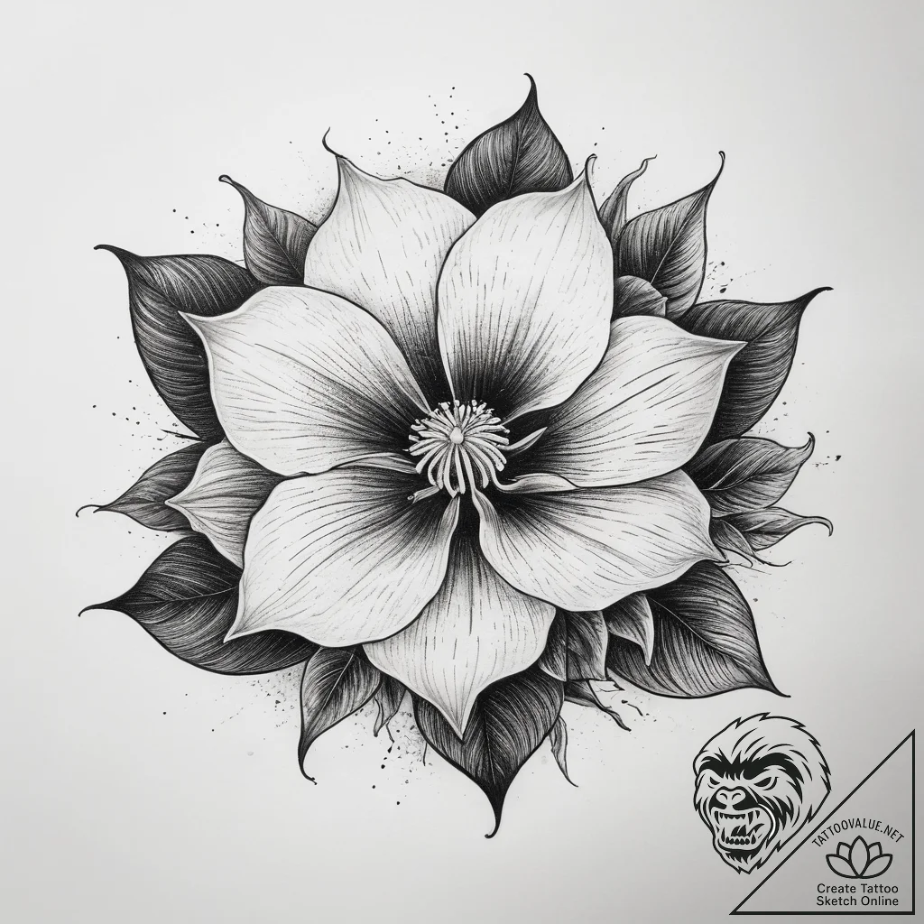 Tattoo sketch moonflower, ink illustration fo... - tattoo sketch (№1758802412_0, 25.09.2025 12:13) — tattoovalue.net