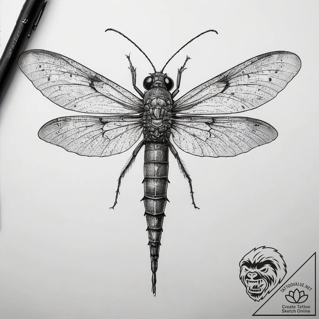 Tattoo sketch dobsonfly, tattoo drawing outli... - tattoo sketch (№1758803400_0, 25.09.2025 12:30) — tattoovalue.net
