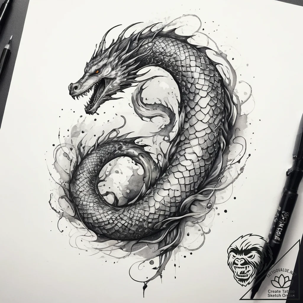 Tattoo sketch sea serpent, tattoo sketch desi... - tattoo sketch (№1758803790_0, 25.09.2025 12:36) — tattoovalue.net