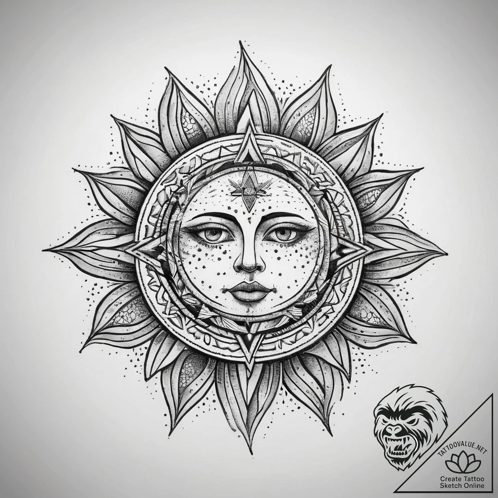 Tattoo sketch sun tattoo, tattoo sketch desig... - tattoo sketch (№1758881406_0, 26.09.2025 10:10) — tattoovalue.net