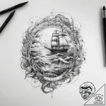 Tattoo sketch океан – tattoo sketch (№1758881600_0, 26.09.2025 10:13) — tattoovalue.net