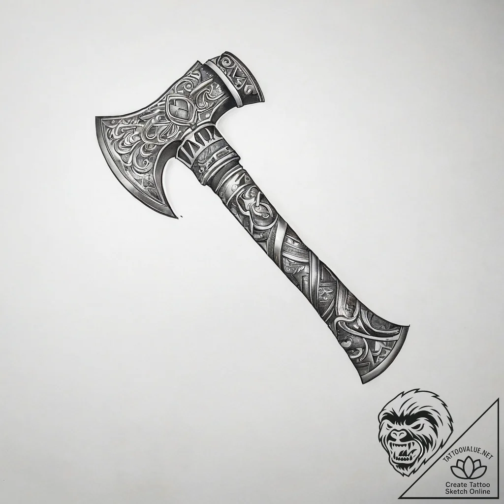Tattoo sketch axe handle - tattoo sketch (№1758882187_0, 26.09.2025 10:23) — tattoovalue.net