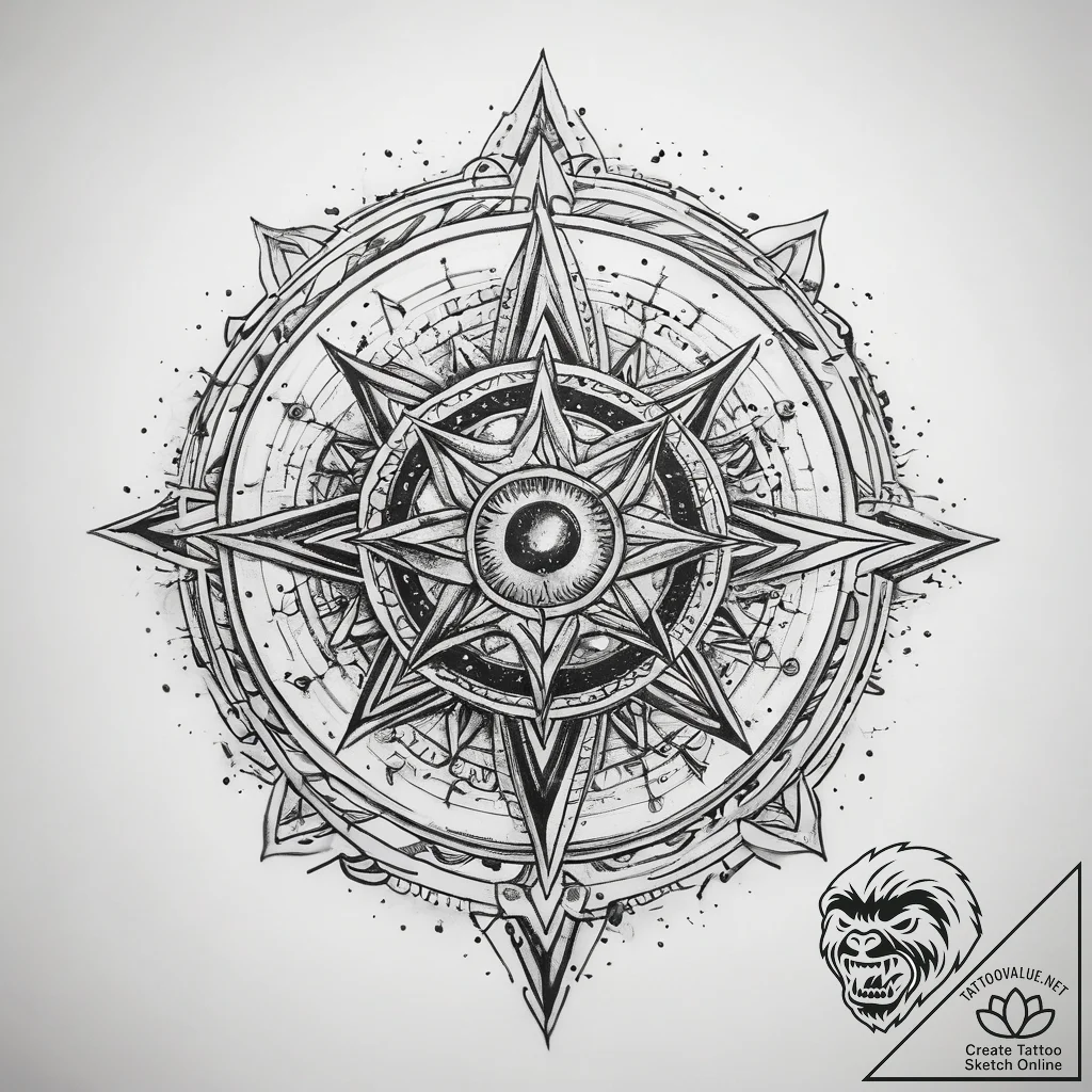 Tattoo sketch cosmic essence - tattoo sketch (№1758882384_0, 26.09.2025 10:26) — tattoovalue.net