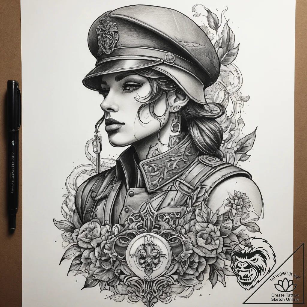 Tattoo sketch soldier with a key, tattoo sket... - tattoo sketch (№1758882580_0, 26.09.2025 10:29) — tattoovalue.net