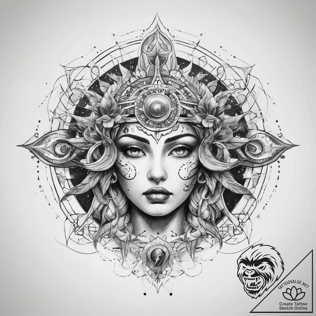 Tattoo sketch cosmic myth - tattoo sketch (№1758884547_0, 26.09.2025 11:02) — tattoovalue.net