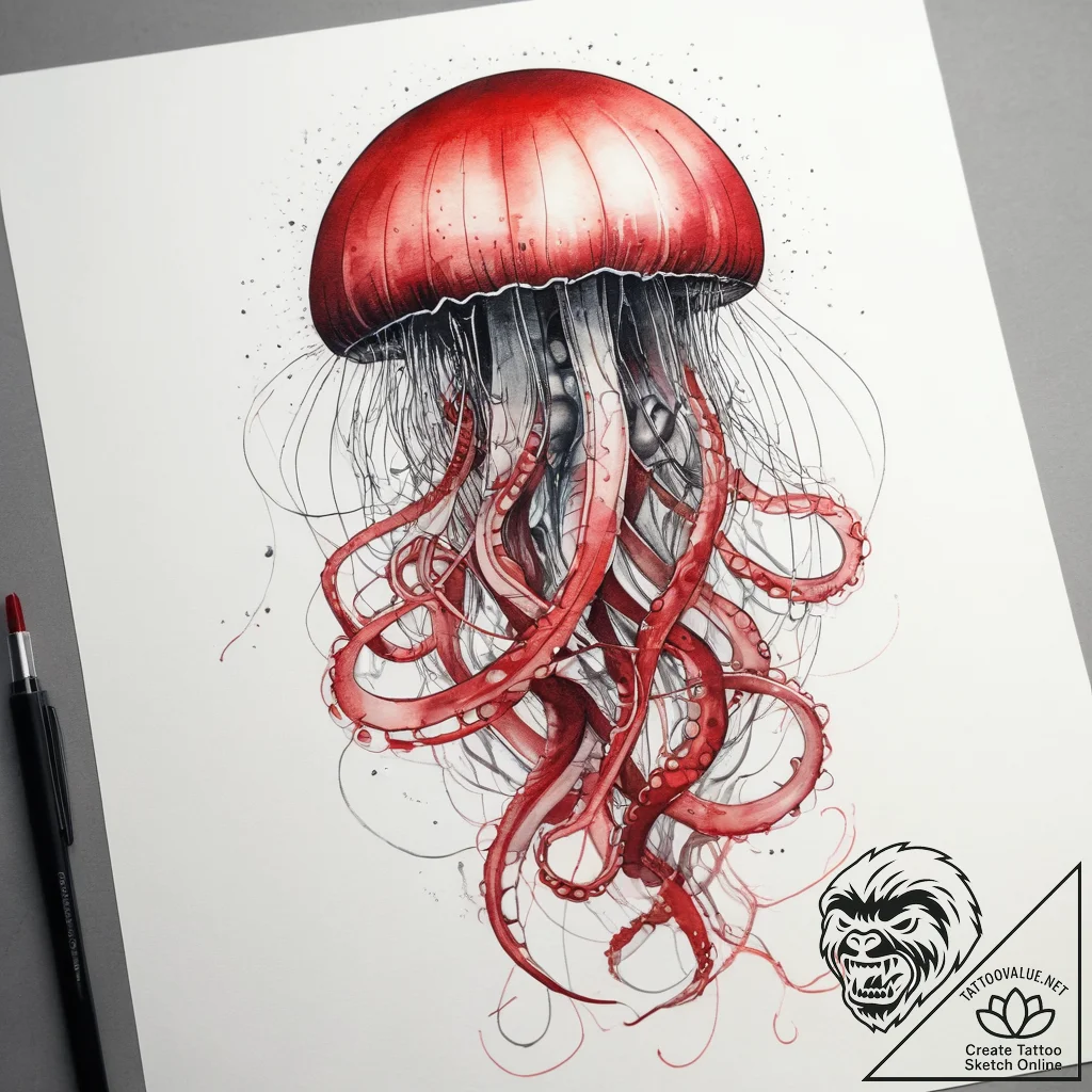 Tattoo sketch watercolor медуза, tattoo sketc... - tattoo sketch (№1758885136_0, 26.09.2025 11:12) — tattoovalue.net