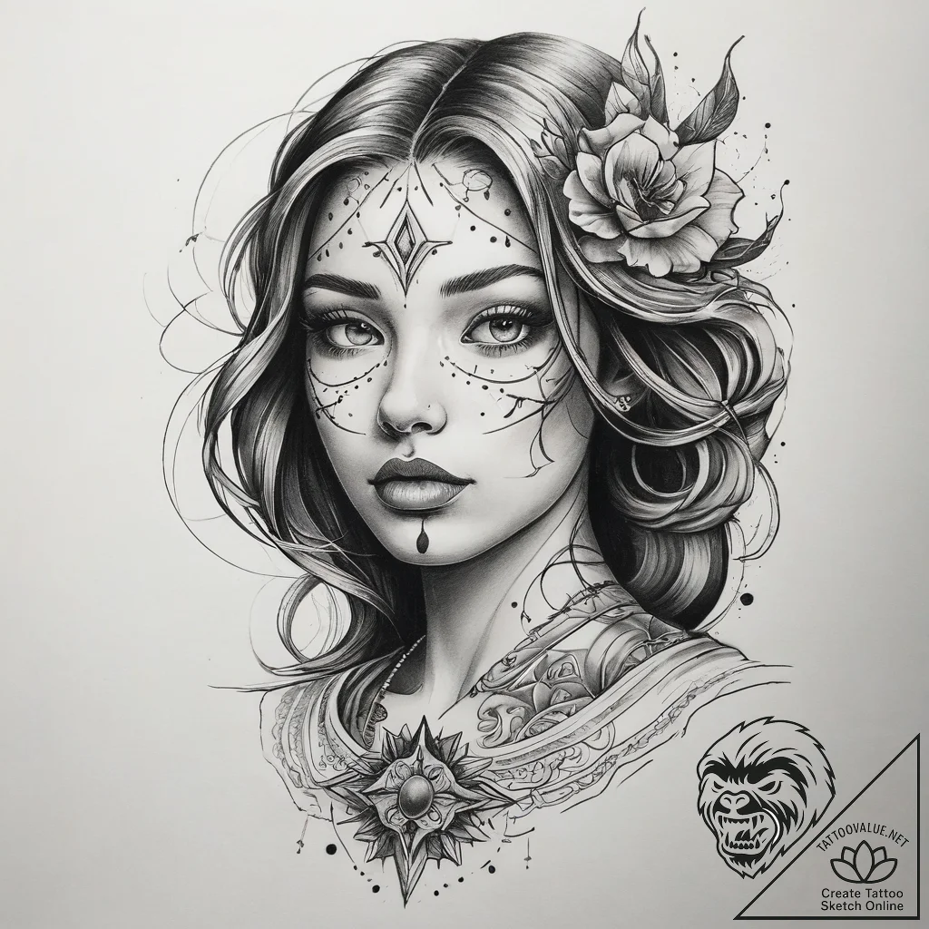 Tattoo sketch cosmic life, tattoo sketch desi... - tattoo sketch (№1758885334_0, 26.09.2025 11:15) — tattoovalue.net