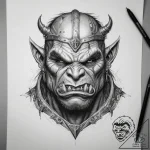 Tattoo sketch orc with a sword, ink illustrat… – tattoo sketch (№1758885531_0, 26.09.2025 11:18) — tattoovalue.net