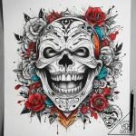 Tattoo sketch laughing, tattoo line art, bold… – tattoo sketch (№1758885922_0, 26.09.2025 11:25) — tattoovalue.net