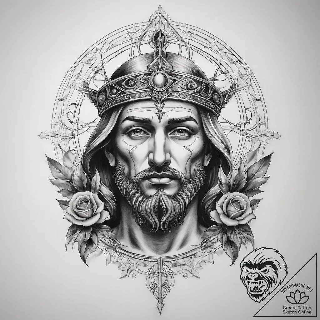 Tattoo sketch holy image - tattoo sketch (№1758886703_0, 26.09.2025 11:38) — tattoovalue.net