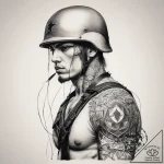Tattoo sketch soldier with a thread, concept… – tattoo sketch (№1758886898_0, 26.09.2025 11:41) — tattoovalue.net