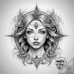 Tattoo sketch cosmic scene, ink illustration… – tattoo sketch (№1758887287_0, 26.09.2025 11:48) — tattoovalue.net