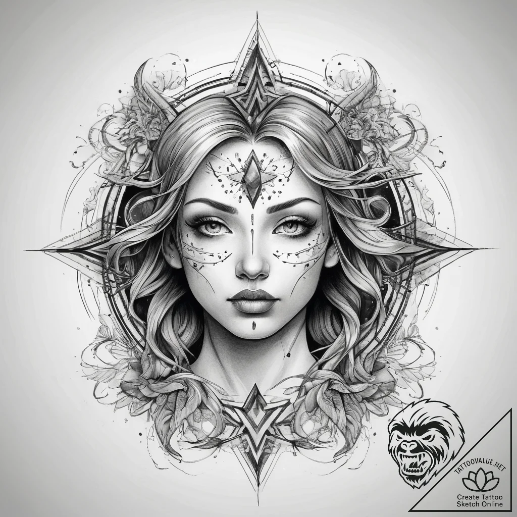 Tattoo sketch cosmic scene, ink illustration... - tattoo sketch (№1758887287_0, 26.09.2025 11:48) — tattoovalue.net