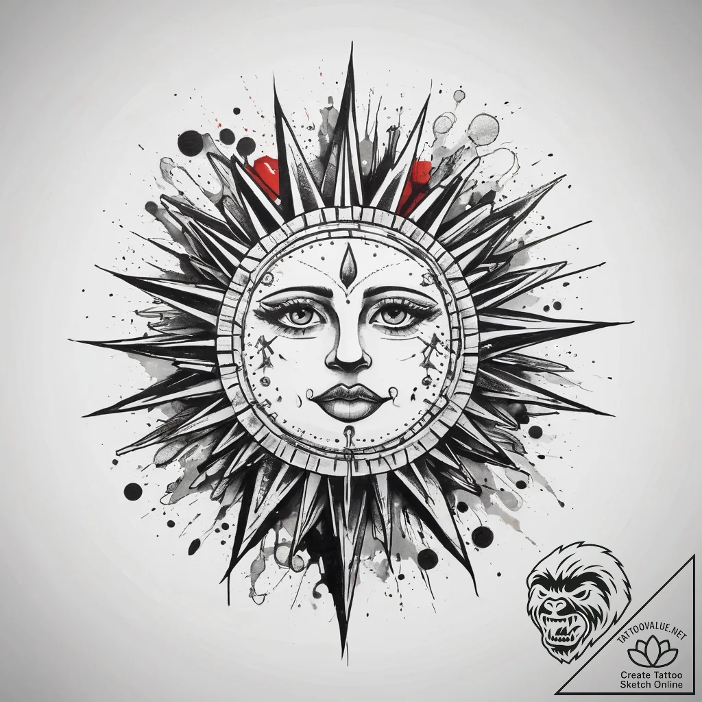 Tattoo sketch puns a sun that says "rise and... - tattoo sketch (№1758887483_0, 26.09.2025 11:51) — tattoovalue.net