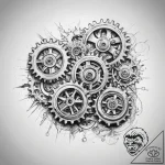 Tattoo sketch bio-mechanical шестеренки – tattoo sketch (№1758887677_0, 26.09.2025 11:54) — tattoovalue.net