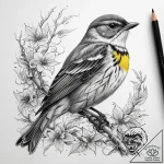Tattoo sketch yellow-rumped warbler, ink illu… – tattoo sketch (№1758888656_0, 26.09.2025 12:10) — tattoovalue.net