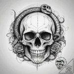 Tattoo sketch skull and snake, artistic tatto… – tattoo sketch (№1758975239_0, 27.09.2025 12:13) — tattoovalue.net