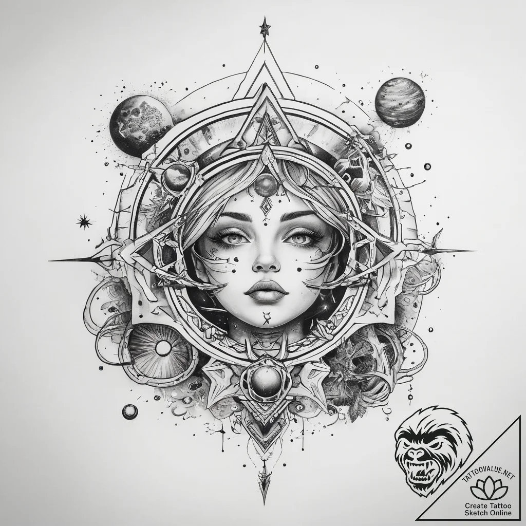 Tattoo sketch cosmic land - tattoo sketch (№1758975434_0, 27.09.2025 12:17) — tattoovalue.net