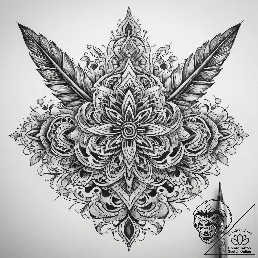 Tattoo sketch paintbrush with a drawing, tatt... - tattoo sketch (№1758976808_0, 27.09.2025 12:40) — tattoovalue.net