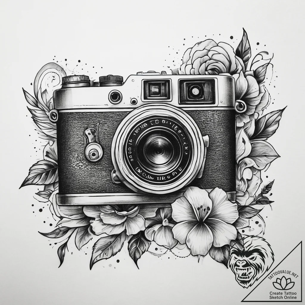 Tattoo sketch vintage camera with a photo, ta... - tattoo sketch (№1758977199_0, 27.09.2025 12:46) — tattoovalue.net