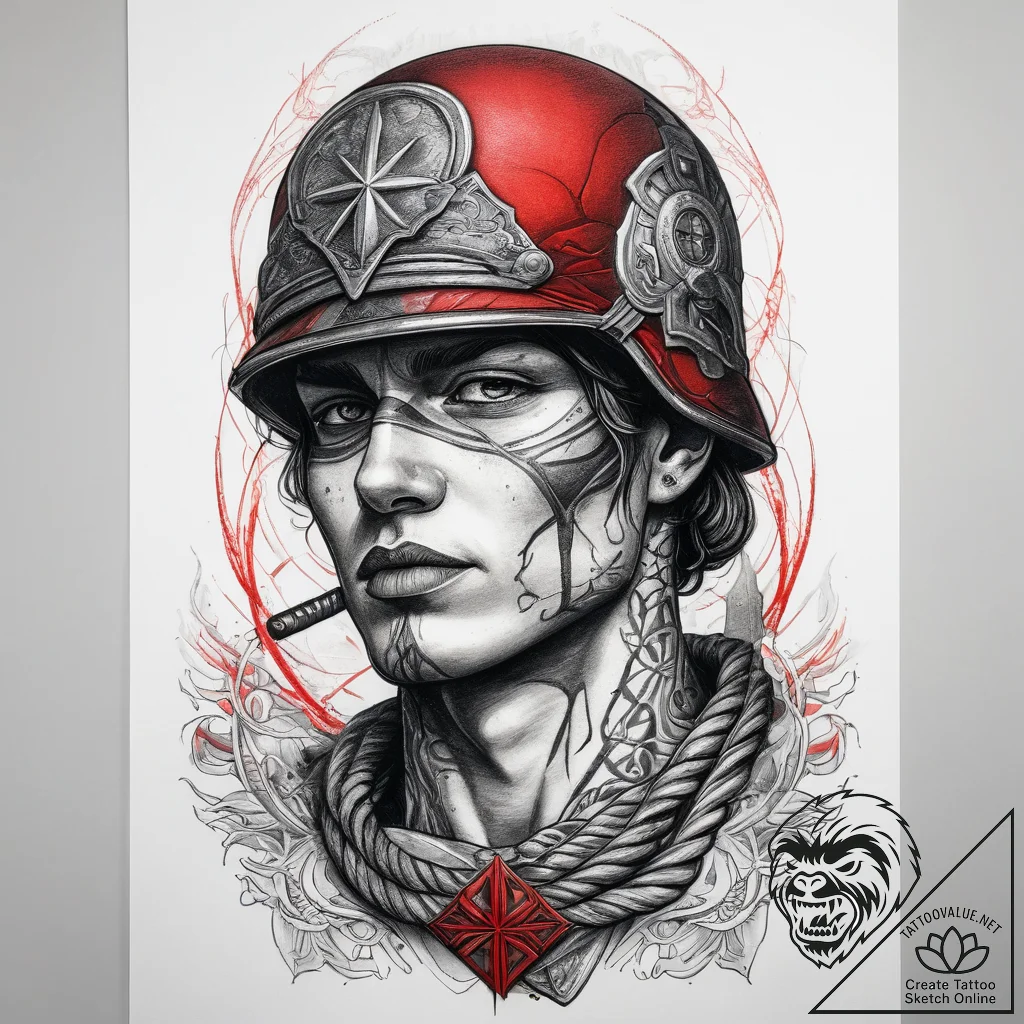 Tattoo sketch soldier with a rope, tattoo ske... - tattoo sketch (№1758977588_0, 27.09.2025 12:53) — tattoovalue.net