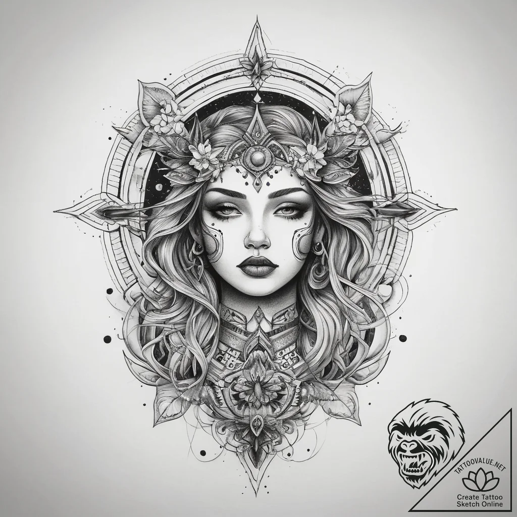 Tattoo sketch cosmic tale, tattoo line art, b... - tattoo sketch (№1758979548_0, 27.09.2025 13:25) — tattoovalue.net