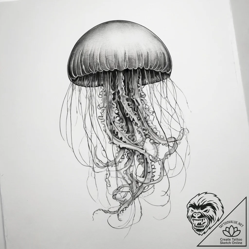 Tattoo sketch jellyfish tattoo - tattoo sketch (№1758979940_0, 27.09.2025 13:32) — tattoovalue.net