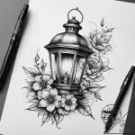 Tattoo sketch lantern with a flower, artistic… – tattoo sketch (№1758980135_0, 27.09.2025 13:35) — tattoovalue.net