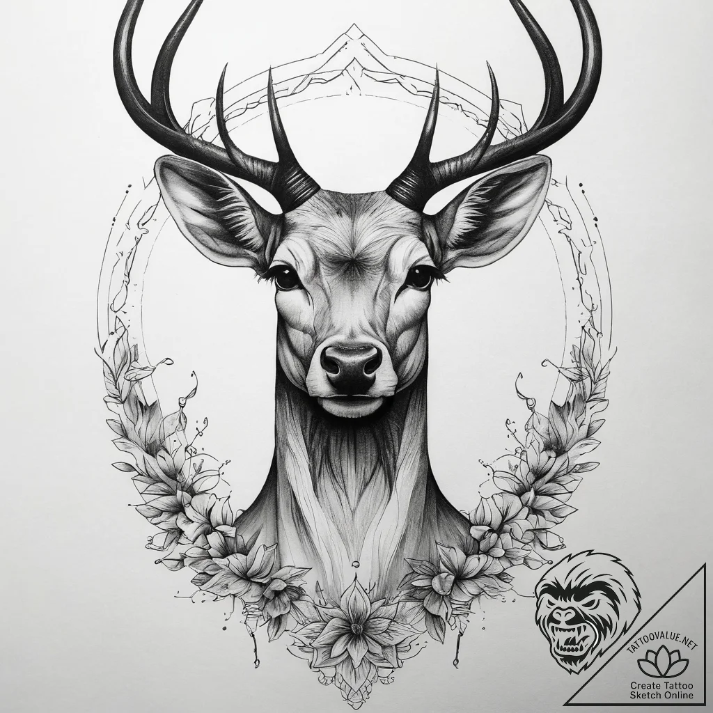 Tattoo sketch elegant doe tattoo, tattoo line... - tattoo sketch (№1758980916_0, 27.09.2025 13:48) — tattoovalue.net