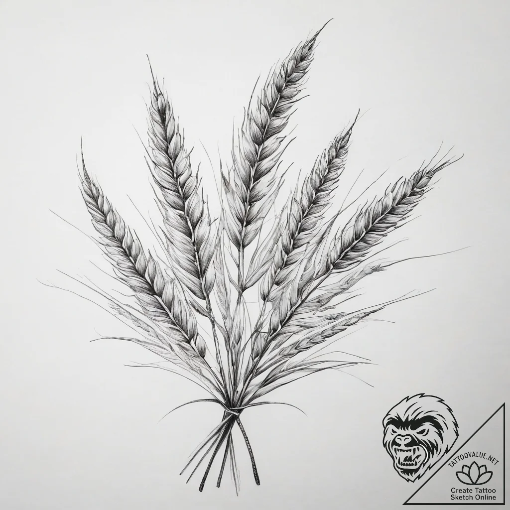 Tattoo sketch wheat - tattoo sketch (№1758982669_0, 27.09.2025 14:17) — tattoovalue.net