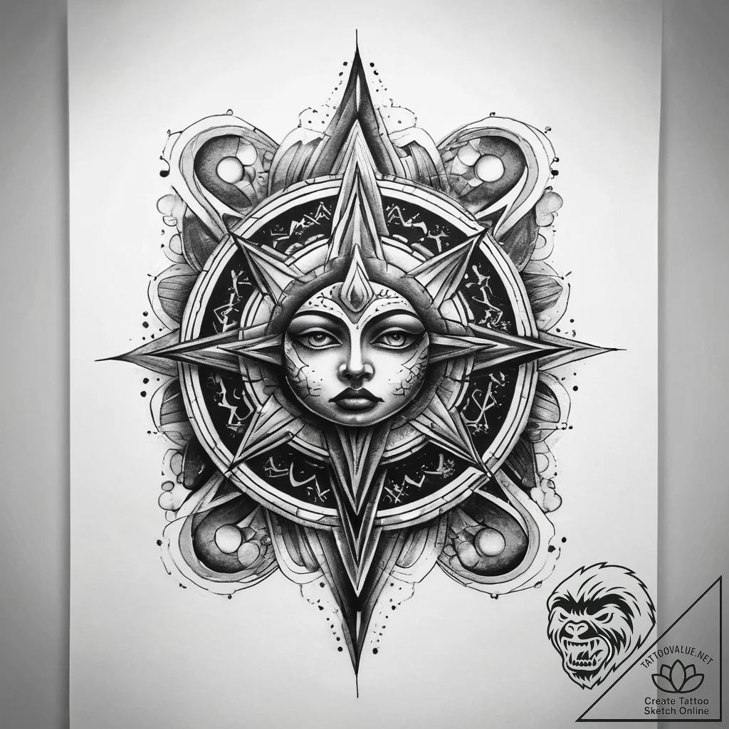 Tattoo sketch cosmic past, artistic tattoo sk... - tattoo sketch (№1758982864_0, 27.09.2025 14:21) — tattoovalue.net