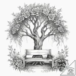 Tattoo sketch willow tree with a bench, tatto… – tattoo sketch (№1758983061_0, 27.09.2025 14:24) — tattoovalue.net