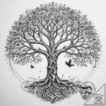 Tattoo sketch slavic tree of life with a bird – tattoo sketch (№1758984237_0, 27.09.2025 14:43) — tattoovalue.net