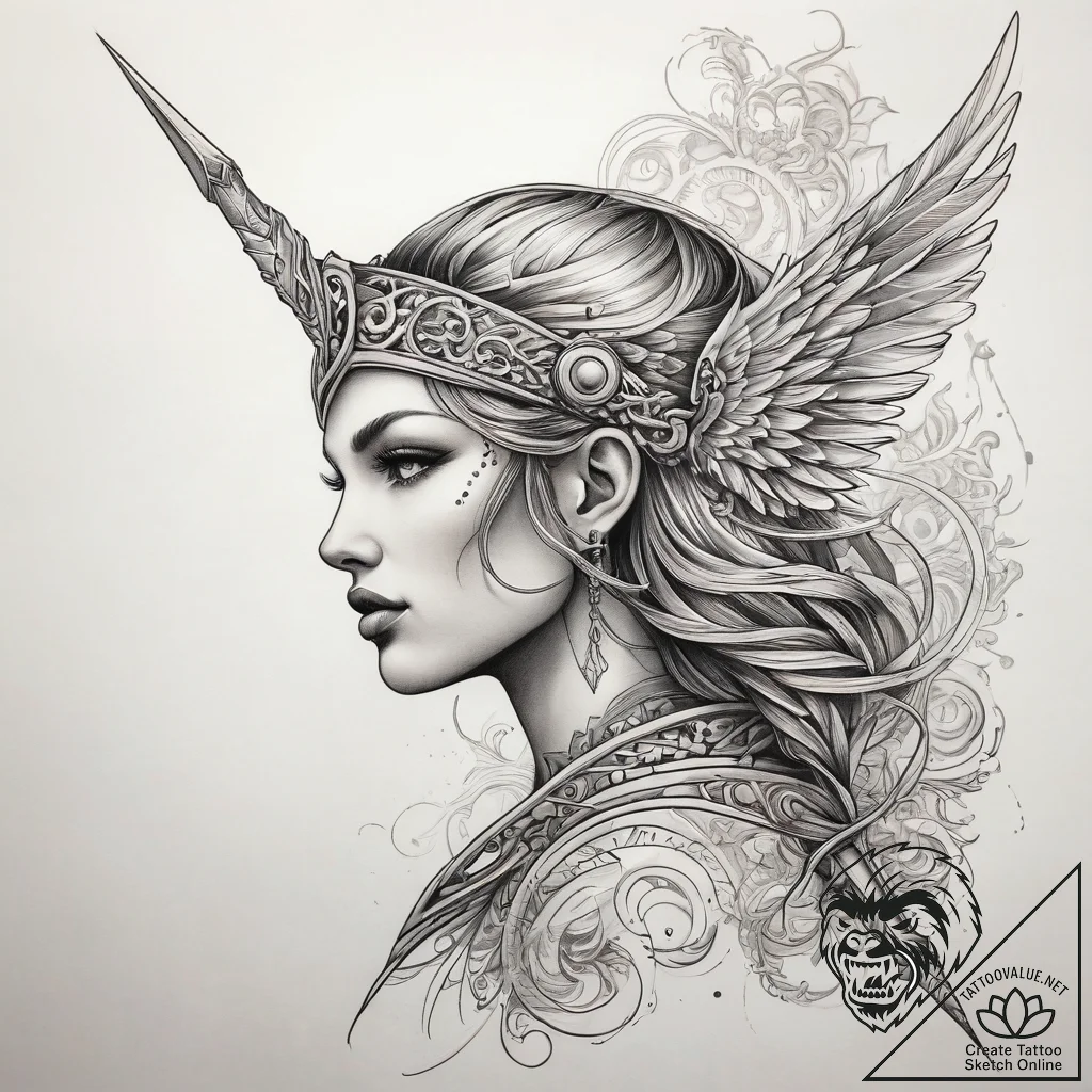 Tattoo sketch valkyrie spear, tattoo sketch d... - tattoo sketch (№1758985610_0, 27.09.2025 15:06) — tattoovalue.net