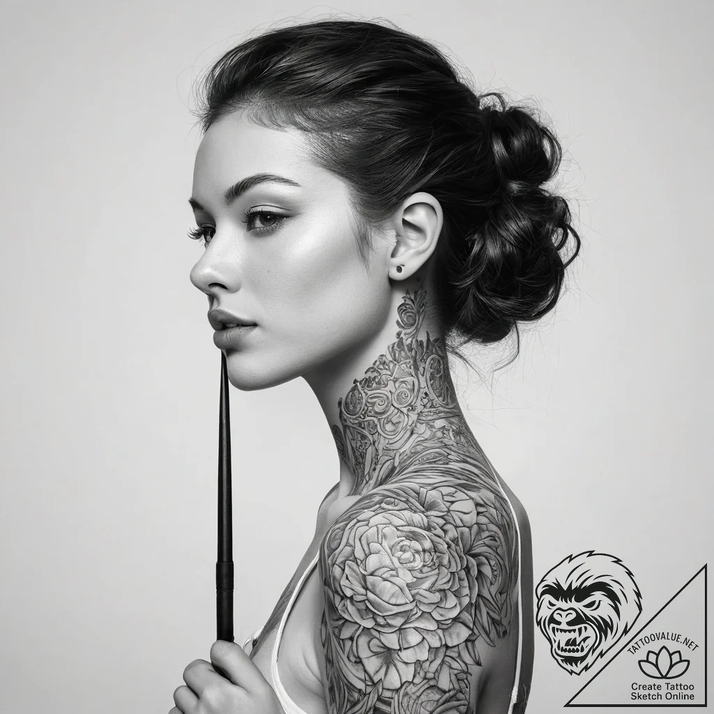 Tattoo sketch tour guide a person with a guid... - tattoo sketch (№1758986781_0, 27.09.2025 15:26) — tattoovalue.net