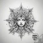 Tattoo sketch cosmic spirit – tattoo sketch (№1758987953_0, 27.09.2025 15:45) — tattoovalue.net