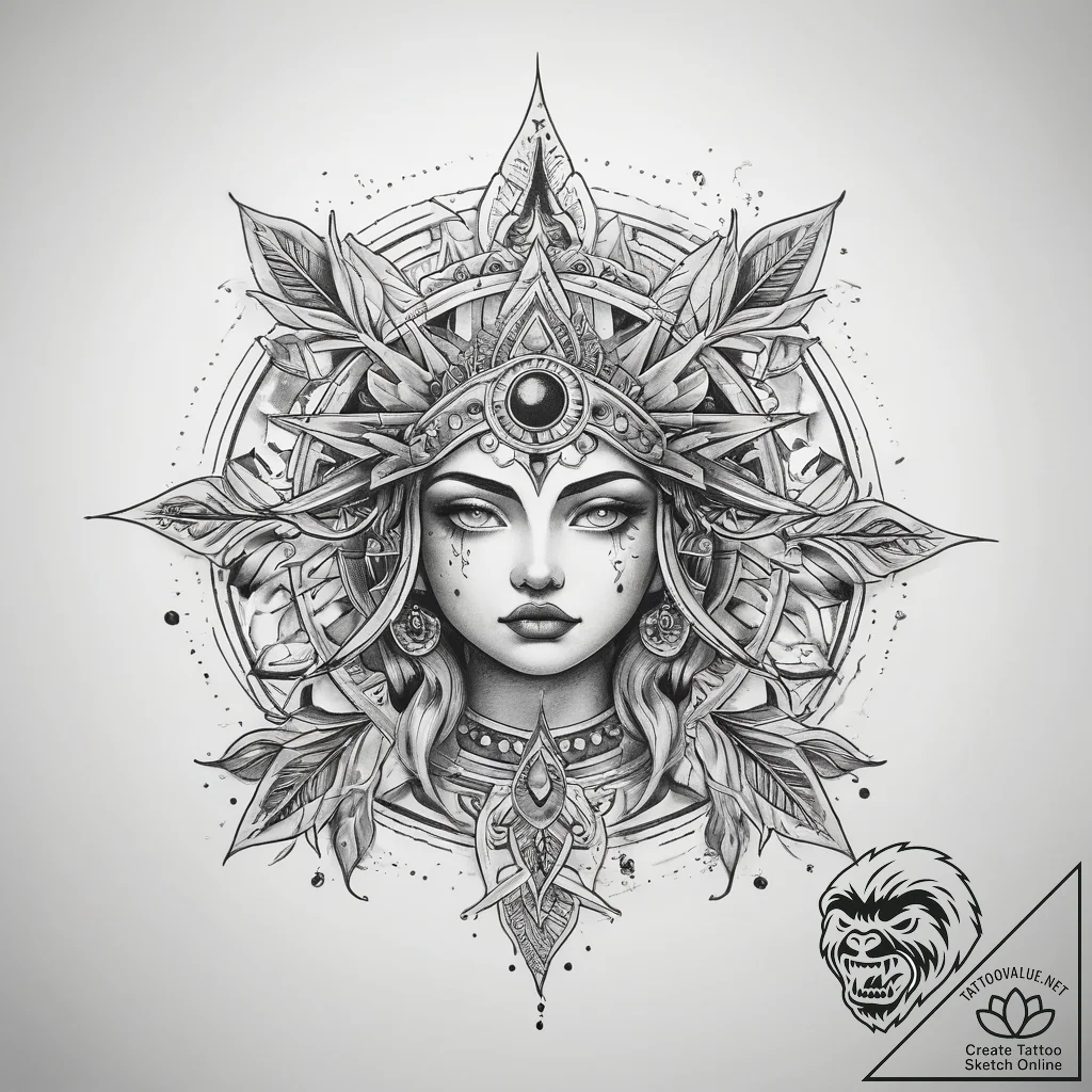 Tattoo sketch cosmic spirit - tattoo sketch (№1758987953_0, 27.09.2025 15:45) — tattoovalue.net