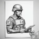 Tattoo sketch soldier with a document – tattoo sketch (№1758988345_0, 27.09.2025 15:52) — tattoovalue.net